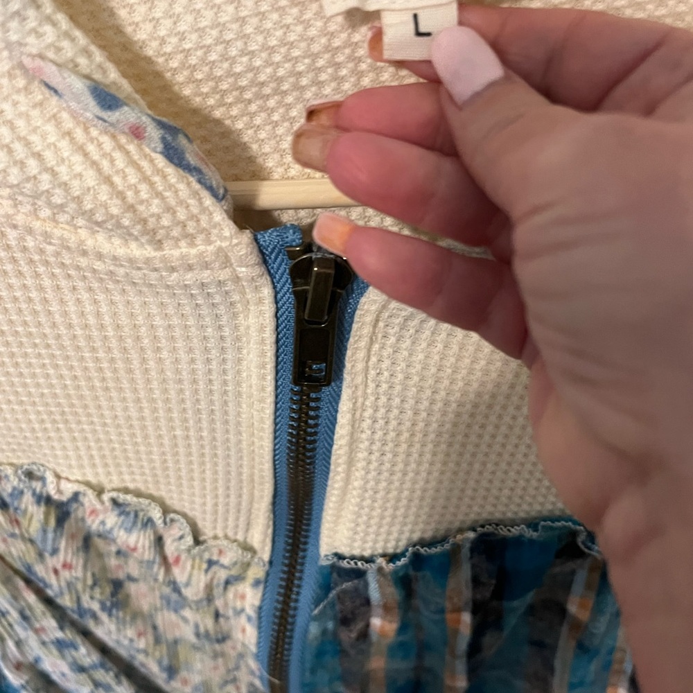 POL Cream and Blue Patchwork Jacket - image 2